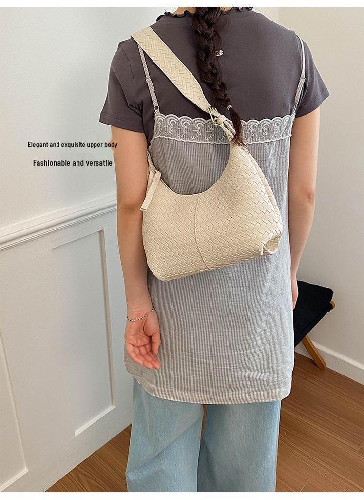 Cross2026 Women's Trendy Woven Tote: High-End, Versatile Single Shoulder Bag for Commuting and Style