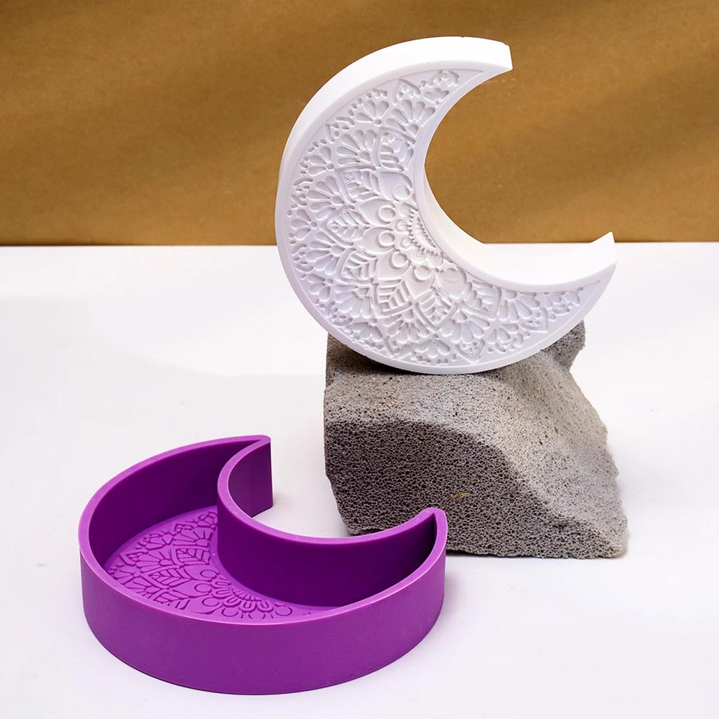 Star Scented Candle Silicone Mold 3D Mandala Crescent Moon Arched Plaster Mould Eid Mubarak Ramadan Decor Making Tools Ornaments