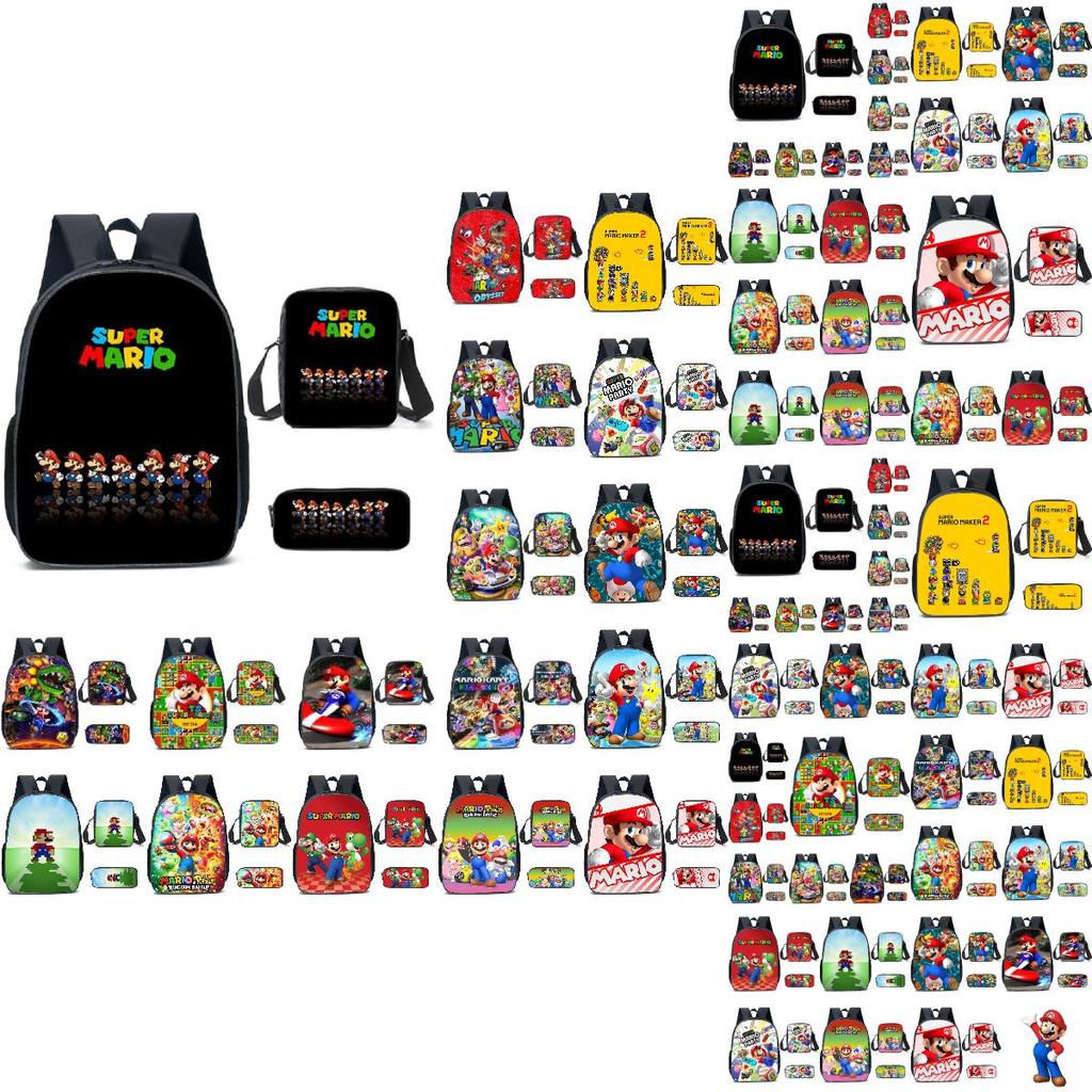 New Arrival Mario Cartoon Backpack For Elementary And Middle School Students Lunch Bag And Pencil Case Included