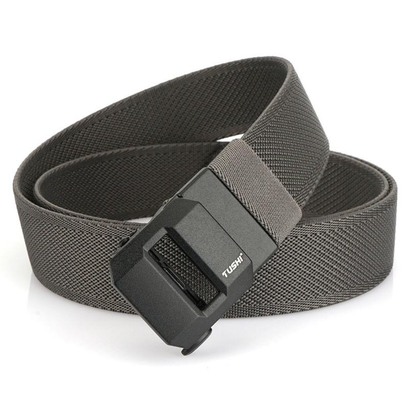 

TUSHI Similar Casual Simple Sports Belt Non-porous Alloy Automatic Buckle Elastic Men s 120cm темно-серого