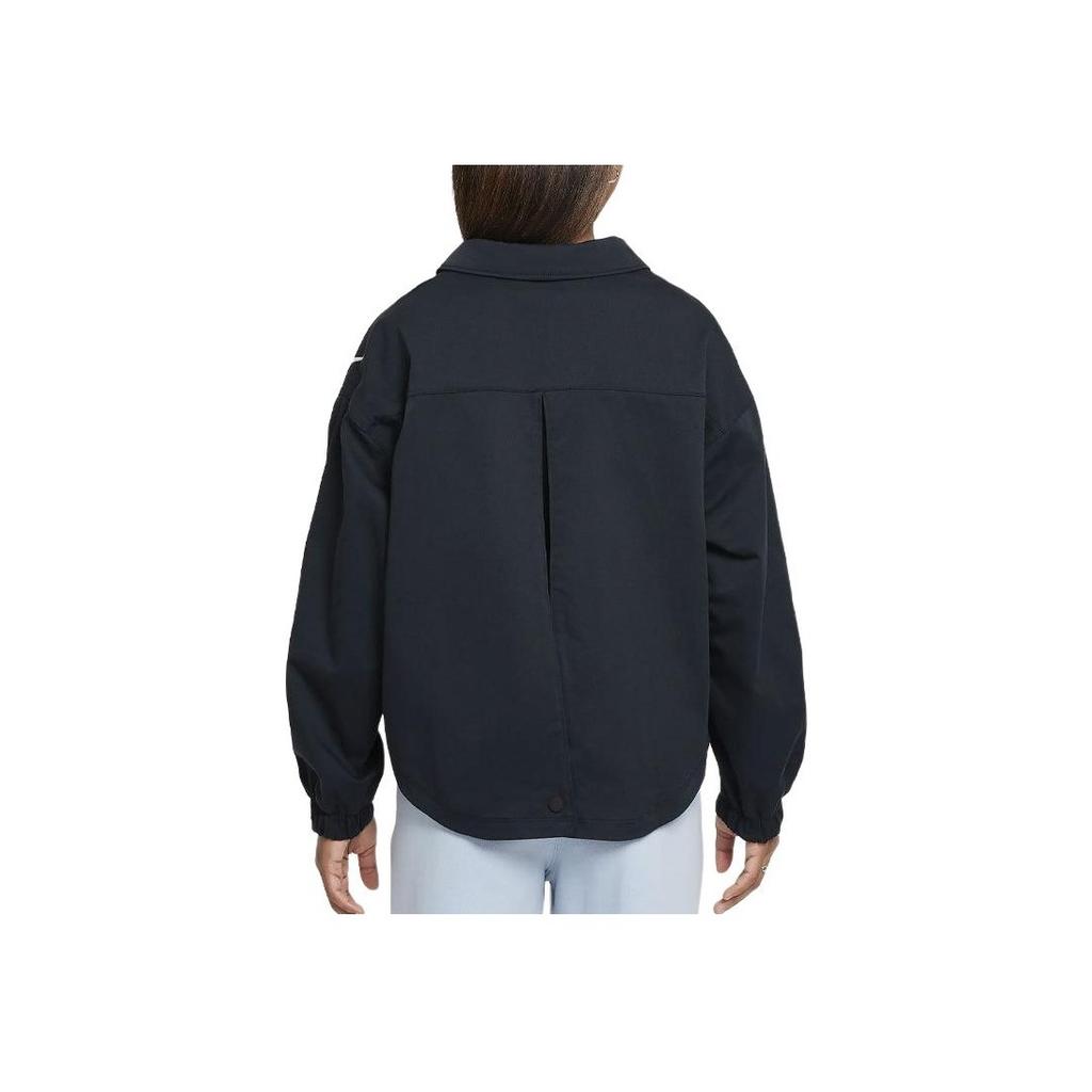 Nike Jacket Kids Logo Print Pocket Zipper Long Sleeve Kids Jackets Black FZ5552-010