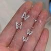 New Zircon Butterfly Stud Earrings Female Personality Stud Design Simple Ear Jewelry