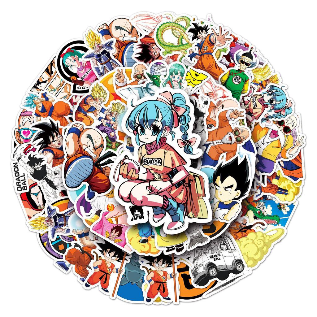 50 Cartoon Dragon Ball Anime Graffiti Stickers for Laptops, Cars, and Luggage