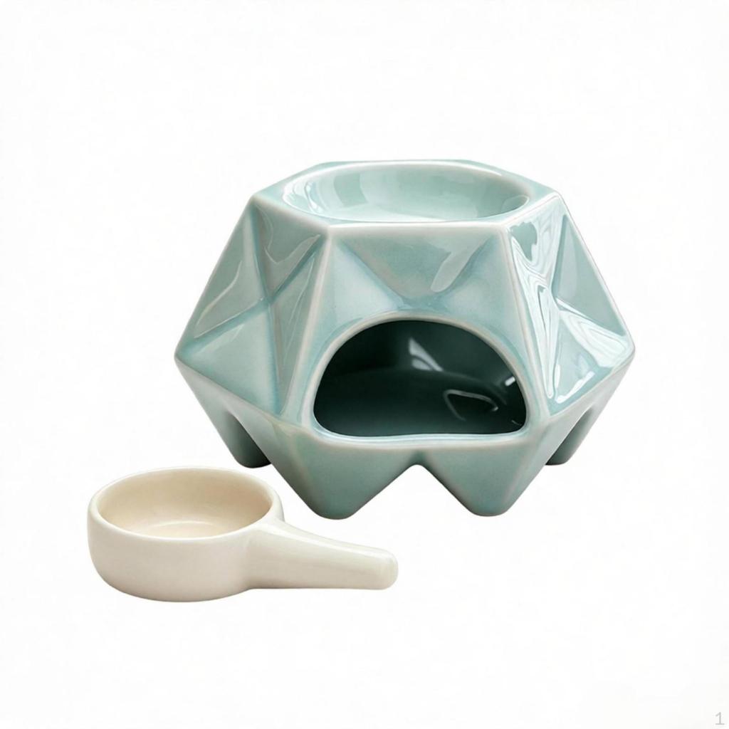 Tabletop Burner with Tealight Holder Glazed Tea Warmer Glossy Leaf for Home, Desk