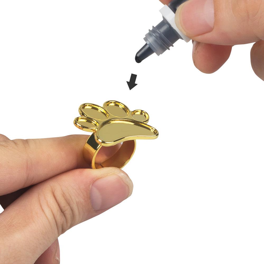 Gold & Silver Alloy Finger Ring Nail Art Palette for Pigment Mixing