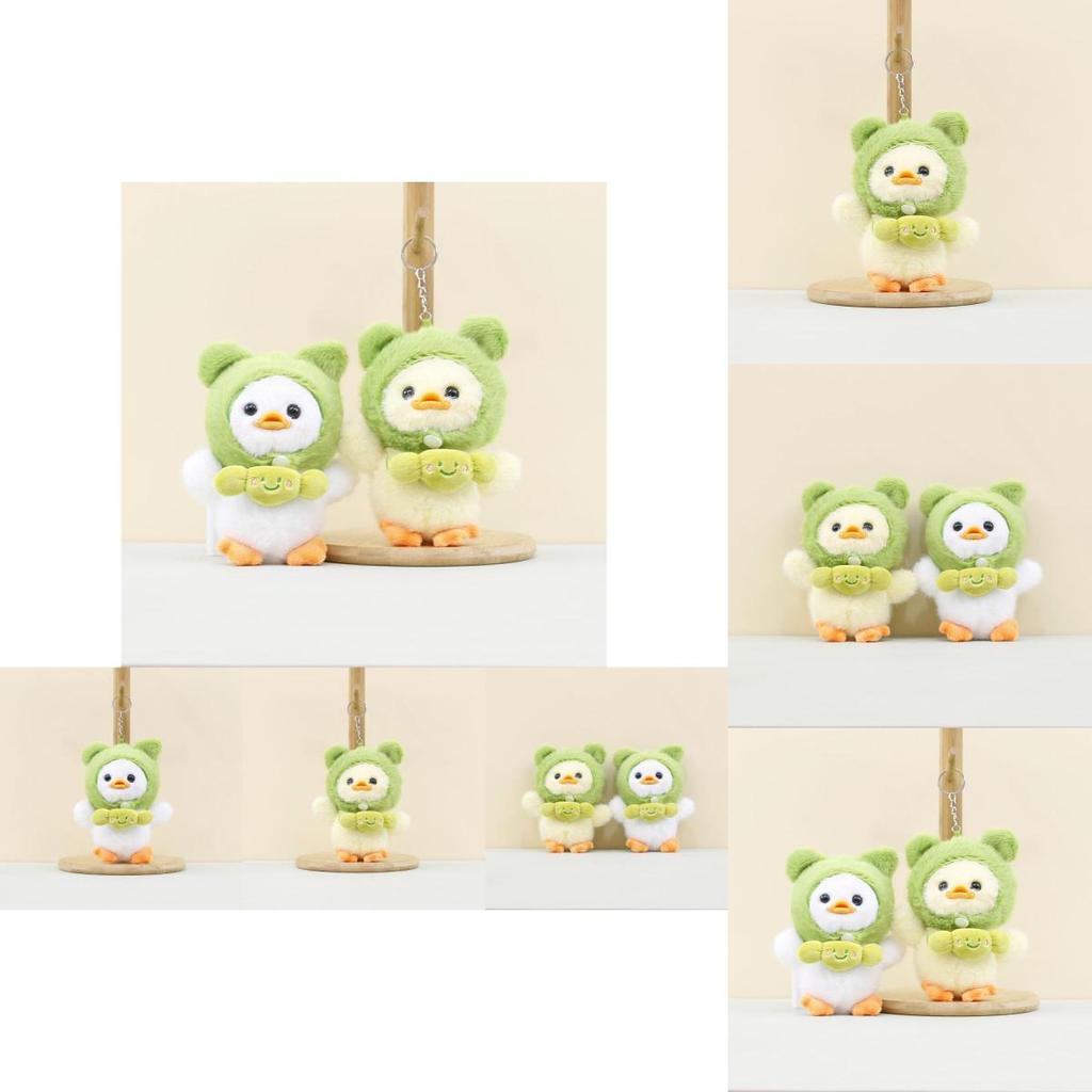 Charming Emotion Candy Duck Plush Toy With Frog Hat White And Yellow