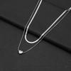 Unique Heart Pendent Necklace Double Layered Pendant Choker Stainless Steel Chain Choker Perfect for Fashionable Ladies