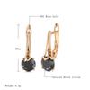 Simple Black Natural Zircon Clips Earrings For Women Trendy  Rose Gold Color Bride Wedding Earrings Fine Jewelry
