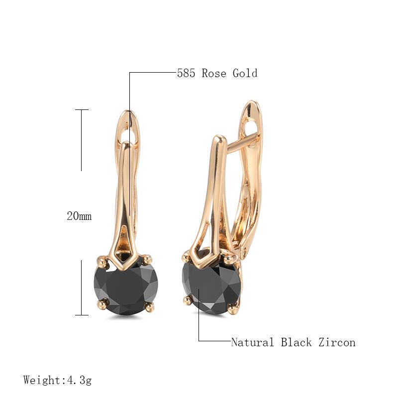 Simple Black Natural Zircon Clips Earrings For Women Trendy  Rose Gold Color Bride Wedding Earrings Fine Jewelry