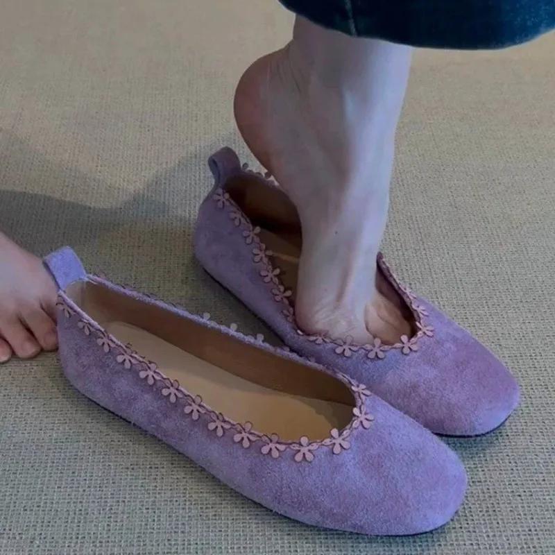 Women Flats Solid Color Mesh Breathable Sneakers Women Soft Bottom Knit Ballet Loafers Shoes Casual Slip On Boat Shoes for Women