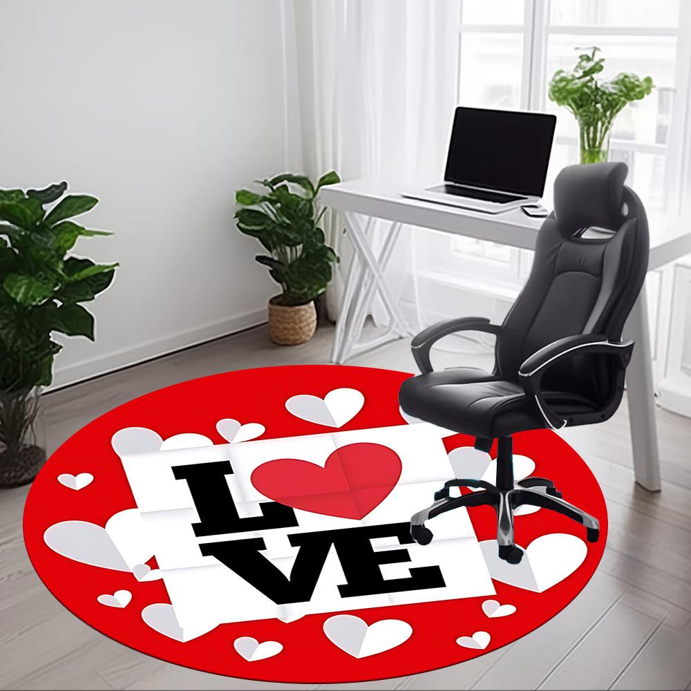 1pc Love Hearts Chair Carpet for Office - Durable, Ideal for Chair Mats, Stylish & Functional Decorative Rug Yy260130019