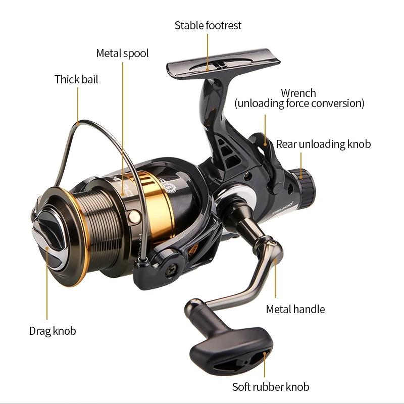 Portable All-metal Spool Fishing Reel Metal Spool Jigging Trolling Long Shot Casting and Salt Water Surf Big Sea Double Drag Spinning Rod Lure Reel