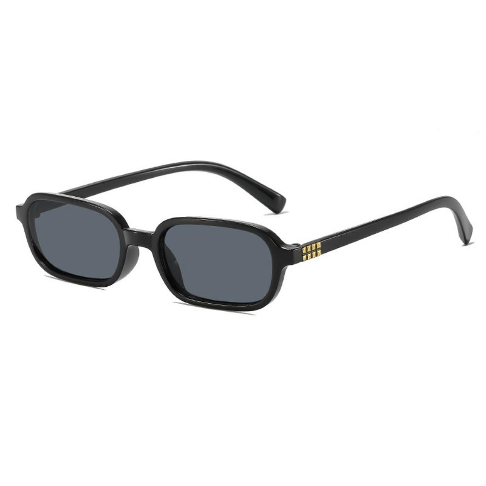 

Trendy Y2K Brown Square Small Frame Sunglasses for Women Men with Rivets UV400 Protection Vintage Eyewear Shades чёрный