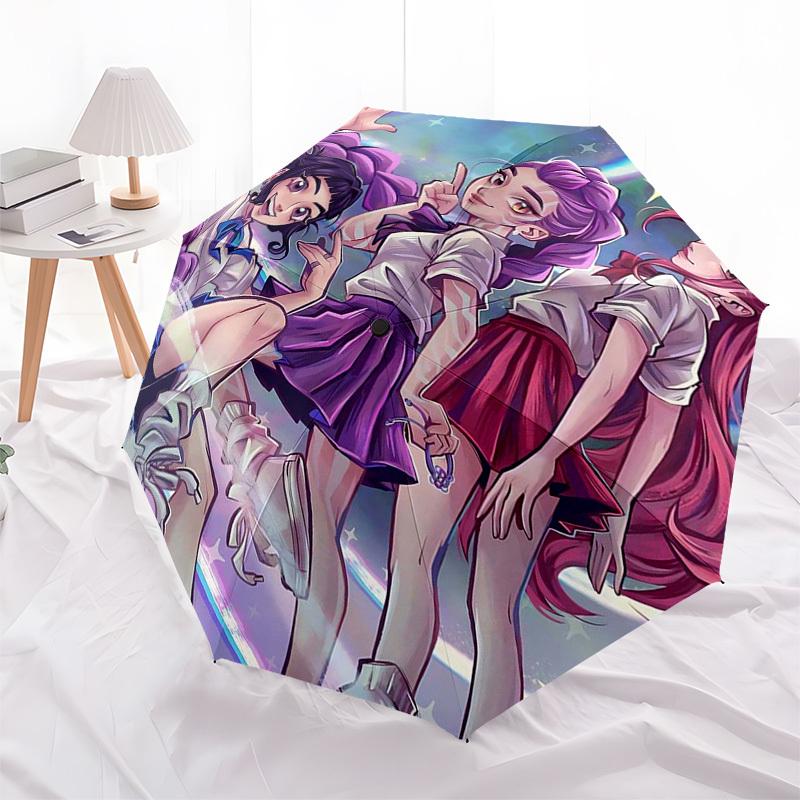 1 Stück Outdoor-Regenschirm mit Anime-Charakteren - Automatisches Öffnen/Schließen, Tragbares 3-fach faltbares Design, 8-Speichen-Eisenrahmen - Perfektes Geschenk für Fans, Reise