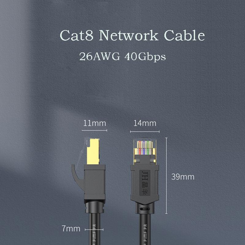 0.5m/1m/2m CAT8 Network Cable 40Gbps Ethernet Wire Double Shield 26AWG Pure Copper Jumper Line for PC Computer Laptop Lan Cord