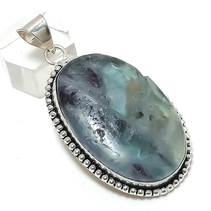 

Natural Fluorite Gemstone 925 Sterling Silver Jewelry Pendant 2.40 w9R34