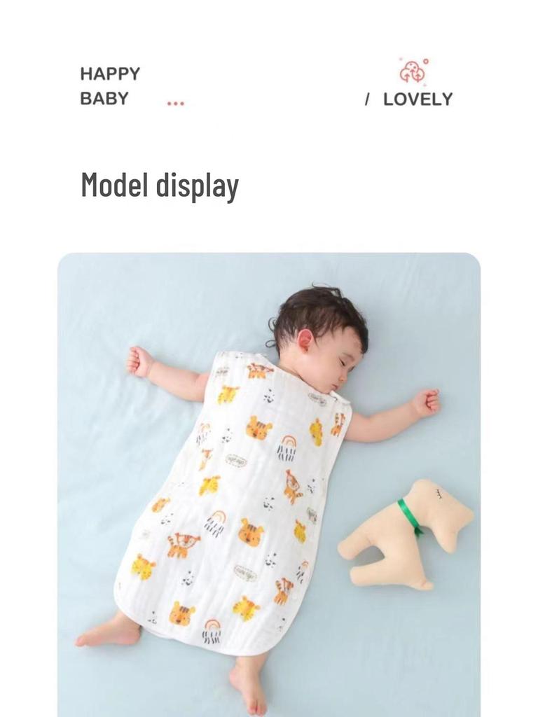 Pure Cotton Sleeveless Baby Sleeping Bag - Summer Thin Anti-Kick Vest for Newborns and Children