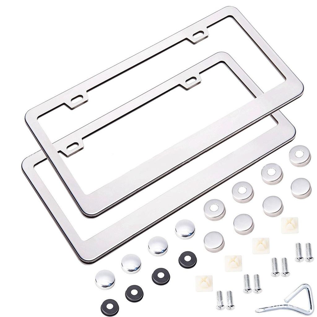 2 Holes Black License Plate Frames, Car License Plate