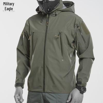 Men's Windproof Waterproof Military Bird Hard Shell Jacket - Wear-Resistant Outdoor & Casual Mountaineering Outerwear.
