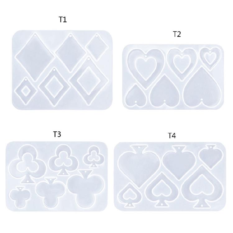 Playing Card Shaped Earring Pendant Mold DIY Keychain Backpack Neckalce Ornament Charm Epoxy Resin Silicone Mold