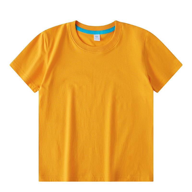 Children's Solid Color Combed Cotton T-Shirts for Activities, Class Uniforms, Group Wear, and Parent-Child Outfits - Short Sleeve