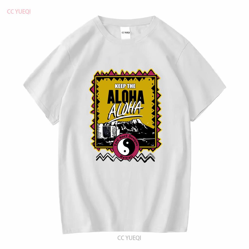 Vintage T C Surf Designs Hawaii Shirt Size Large Keep Aloha White Long Or Short Sleeves Vintage Washed Unisex Soft Breathable
