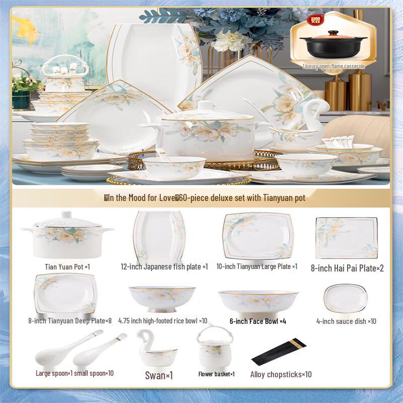 Elegant Peach Blossom Ceramic Dinnerware Set