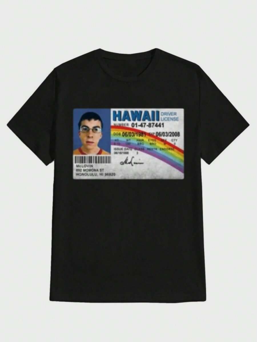

McLoven Movie McLoven Driver s License Printed Short-Sleeve Casual Digital Print Unisex T-Shirt M