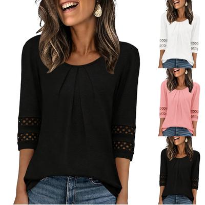 Tops For Women 3/4 Sleeve R-Neck Casual T-Shirts
