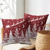 Christmas-Themed Pillow Covers 20×20 inches in Red and White—Featuring Christmas Trees Santa Claus Reindeer and Snowflakes—Decorative Sofa
