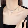 Punk Tassel Heart Pendant Necklace for Women Girls Gothic Sweet Cool Coarse Clavicle Chains Y2k Accessories Jewelry
