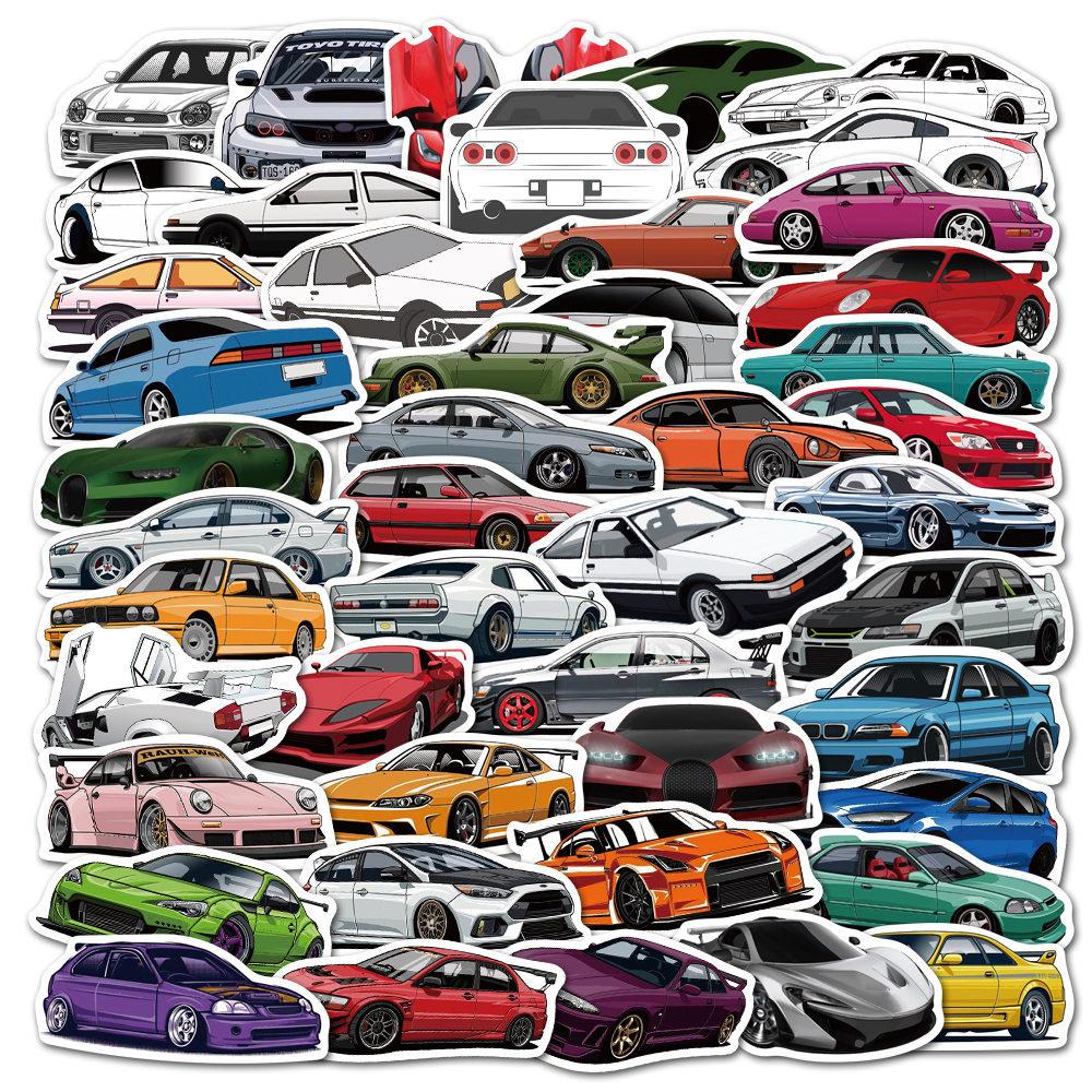 10/30/50/100pcs Cartoon Vintage Racing Car Stickers Cool Graffiti Sticker DIY Laptop Motorcycle Skateboard Decals