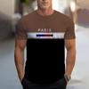 Hot-selling PARIS Letter Print Men T-shirt Crew Neck Print Refreshing Casual Breathable Comfortable Men's T-shirt