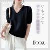 Summer Knit Short Openwork Office Suitable for Women In Their Size L [UQQA] Women's V-Neck Sweater, Sleeve, Knit, Breathable, Pullover, Cool, Yellow,
