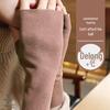 Unisex Self-Heating German Velvet Half-Finger Gloves for Autumn/Winter, Warm Fingerless Design for Students Typing with Extra Wrist Protection.