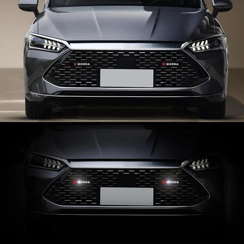 Car Hot 2025 Car Decorative Light LED Front Hood Grille Emblem Badge Decor for Honda Civic Accord CRV HRV Fit Jazz City Odyssey