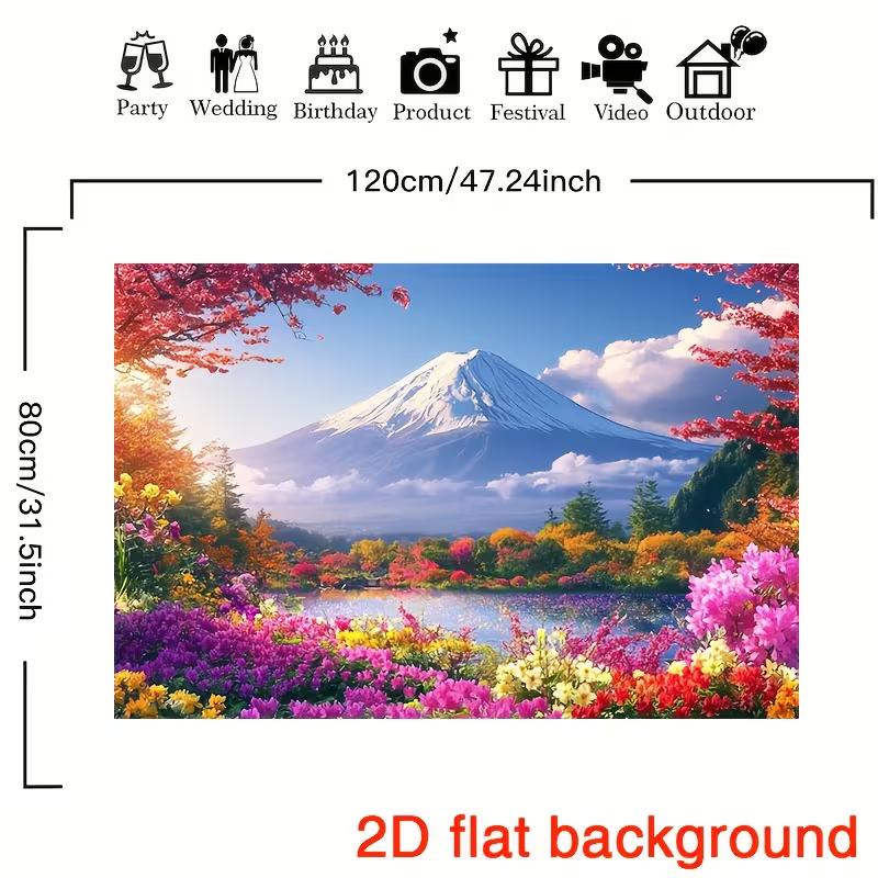 2D Fuji Lake Garden Scenery Banner for Product Photography, Video Shooting and Live Background