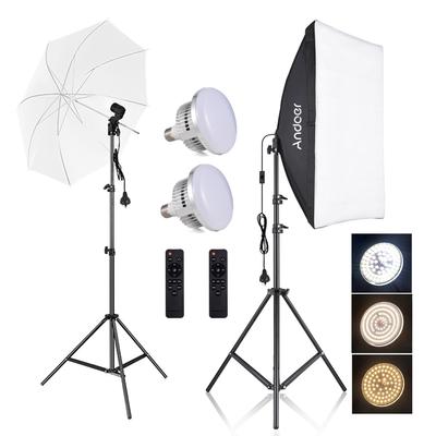 Andoer Studio Photography Light Kit Softbox Lighting Kit with 85W Bi-color Light Bulbs *2 + 50x70cm