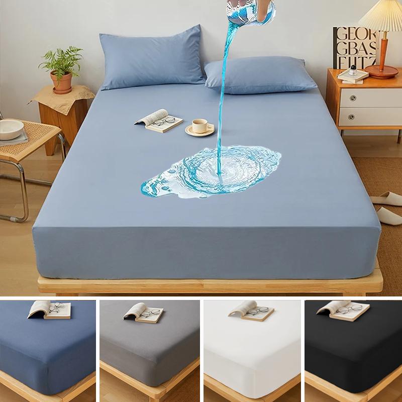 Waterproof Mattress Protector Cover,Stain-Resistant, Machine Washable, Soft Polyester Bedding for All Seasons, Fits Queen & King Sizes, Gray