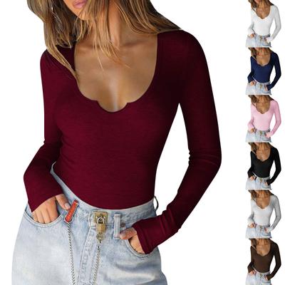 Kadın Modası Seksi Vidalı Slim İplikli Düz Renk Tişört Üst