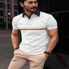Daily essential! Short-sleeve polo shirt with chest stripes, casual and stylish.