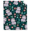 Lovely Hippo Throw Blanket Cute Cartoon Flannel Blanket for Couch Bed Travel Outdoor Home Decor Warm Fuzzy Blanket for Boys Girl