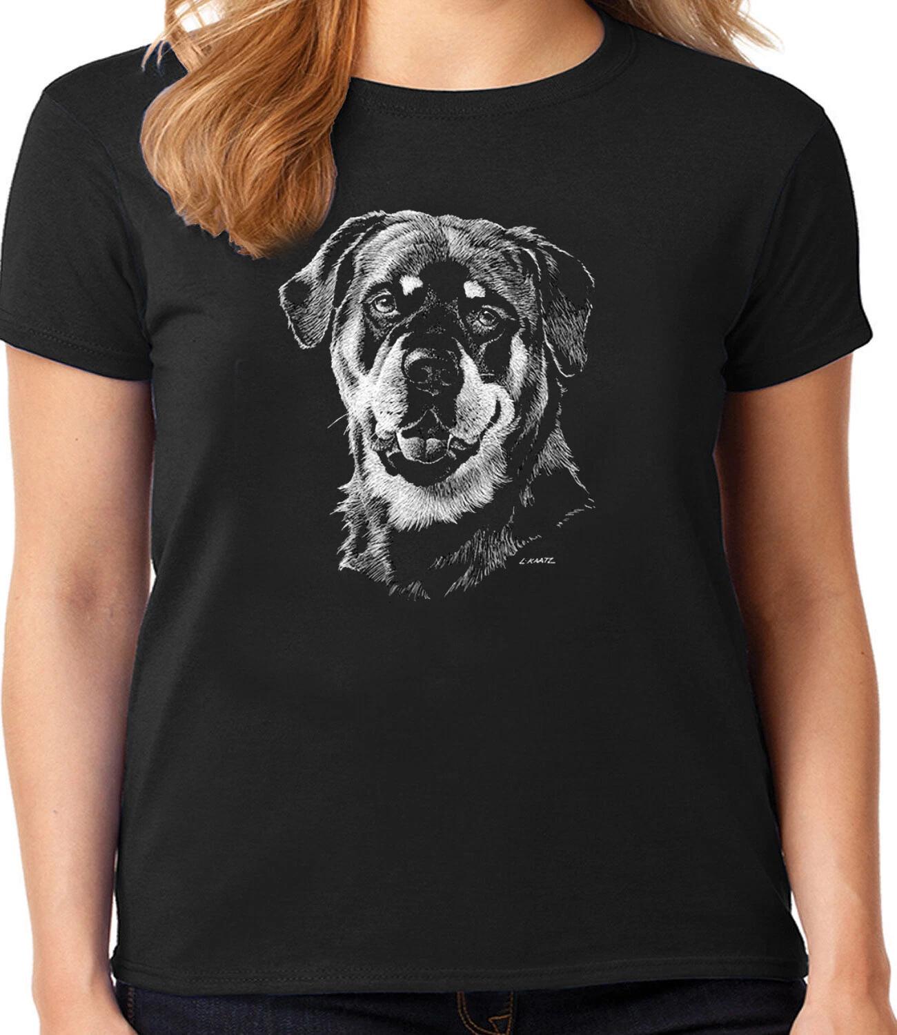 Rottweiler Face T-shirt for Women Ladies Tee Dog Breed Womans Gifts S