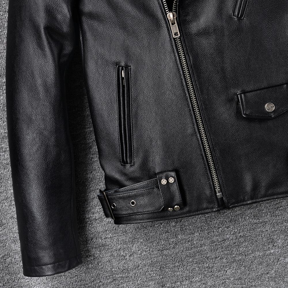 Motorcycle Jacket Men Genuine Cow Leather Jackets Slim Short Men's Cowhide Coat Autumn Biker Jacket Moto Riding Clothing Spring
