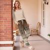 Women's Loose Fit Printed Pajama Set with Round Neck for Casual Sleepwear