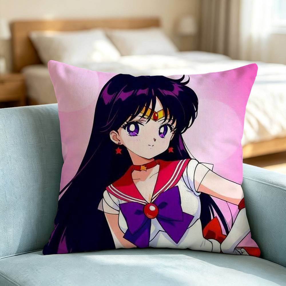 Sailor Moon Hino Rei-I Pillow Case Square Double-Sided Sofa Cushion Cover Bedroom Bedside Pillow Gift