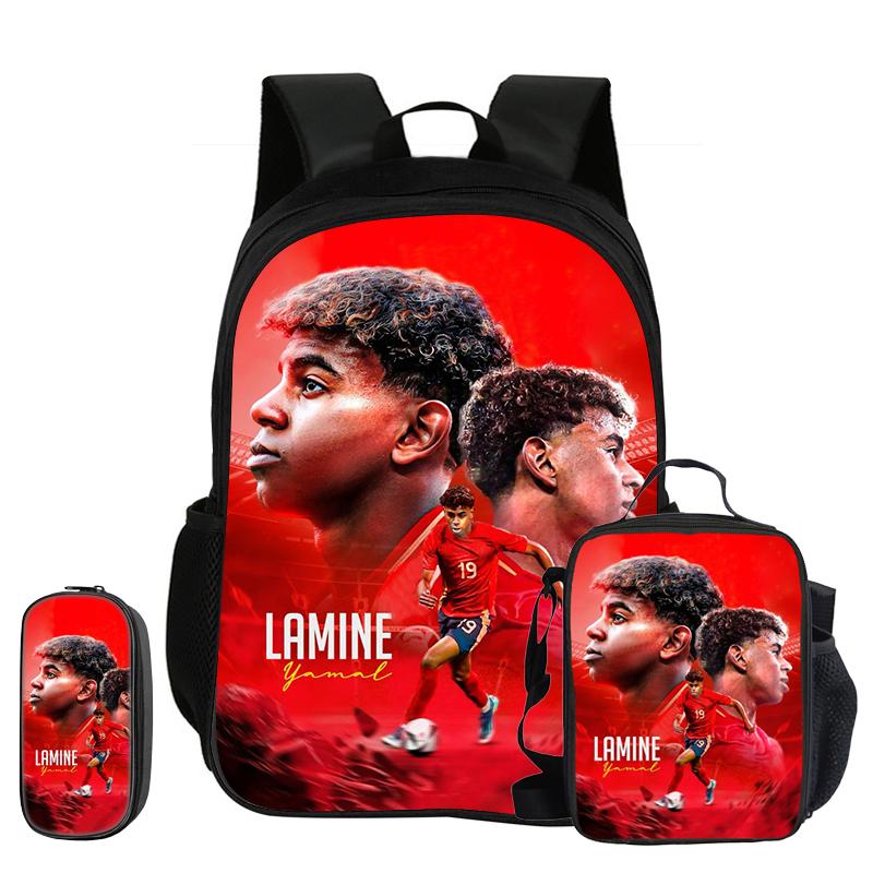 M-Mbappe 3-delige Set Dagelijkse Pakket Draagzak Potloodzakjes Schooltas Voetbalster Rugzak kind Mochila Sportrugzak Kinderen Cadeau