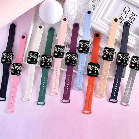 Electronic Watch Kids LED Digital Sports Watch Waterproof Fashionable Accurate Timekeeping Square Watch