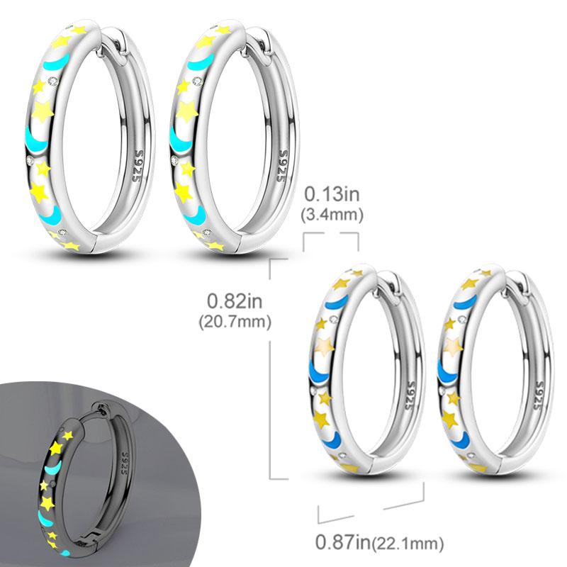 Original 925 Silver Hoops Earrings Zircon Pave Colourful Hoop Earrings For Women Fashion Jewelry Gift