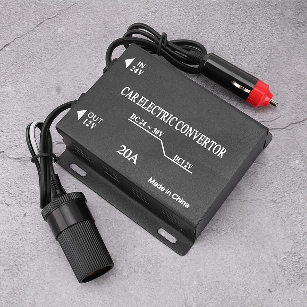 Car Power Supply Converter Step Down Transformer 12V-24V 240W 20A For Car Audio Walkie-Talkie Led Radio Taxi Advertising